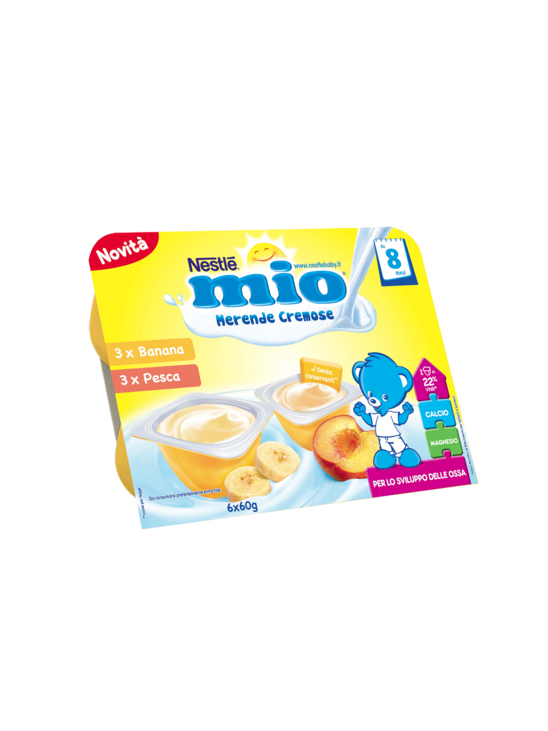 Nestle Mio Merende Cremose Banana e Pesca  6x60g