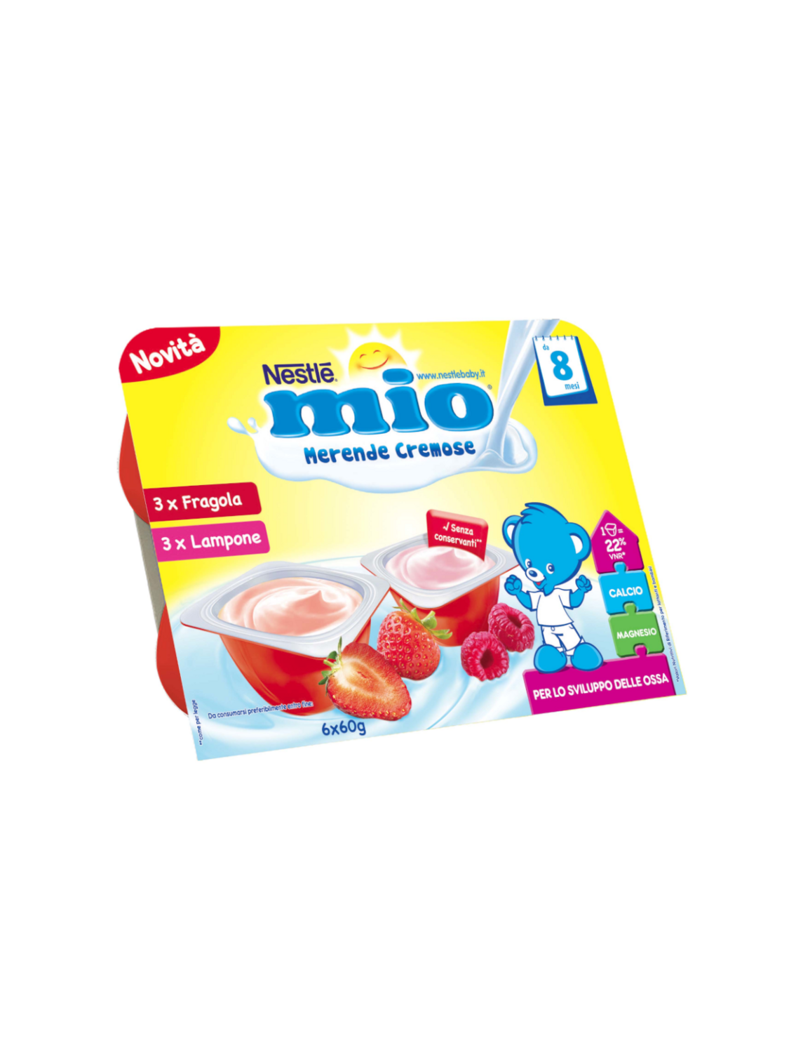 Nestle Mio Merende Cremose Fragola  e Lampone  6x60g
