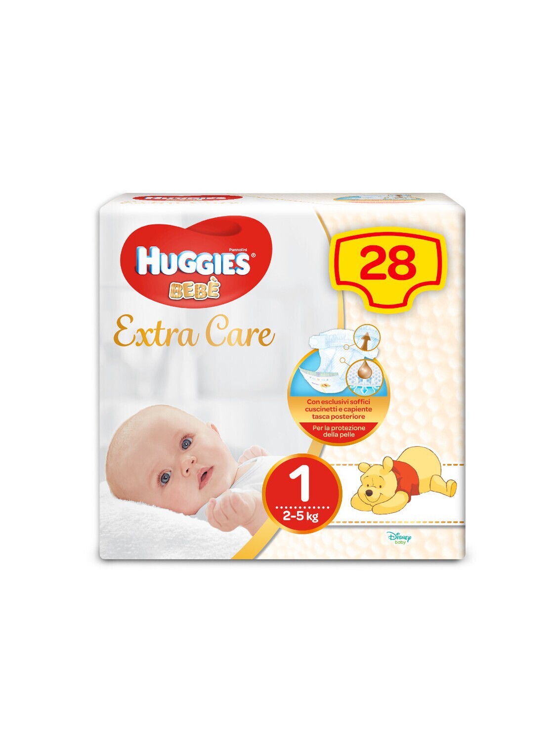 Huggies Pannolino Extra Care Bebe&#39;1 Tg 2-5 kg da 28pz