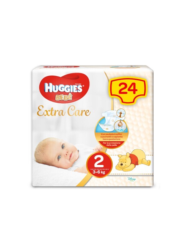 Huggies Pannolino Extra Care Bebe 2 Tg 3-6 kg da 24pz