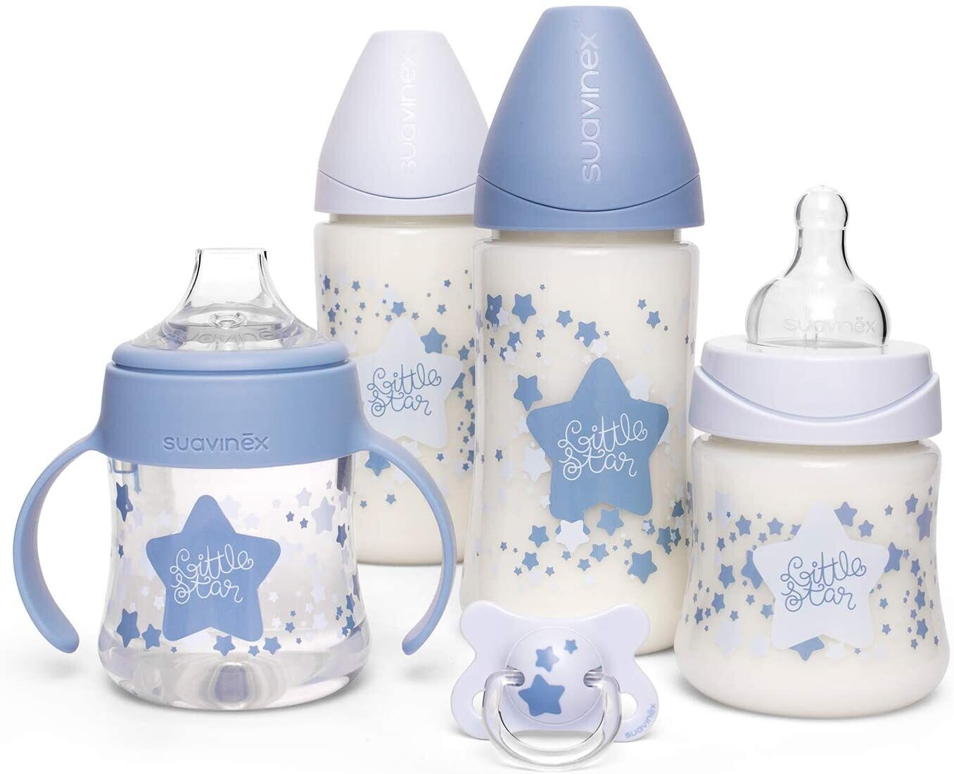Suavinex Set 4 Biberon Little Star Azzuro + 1 Succhietto