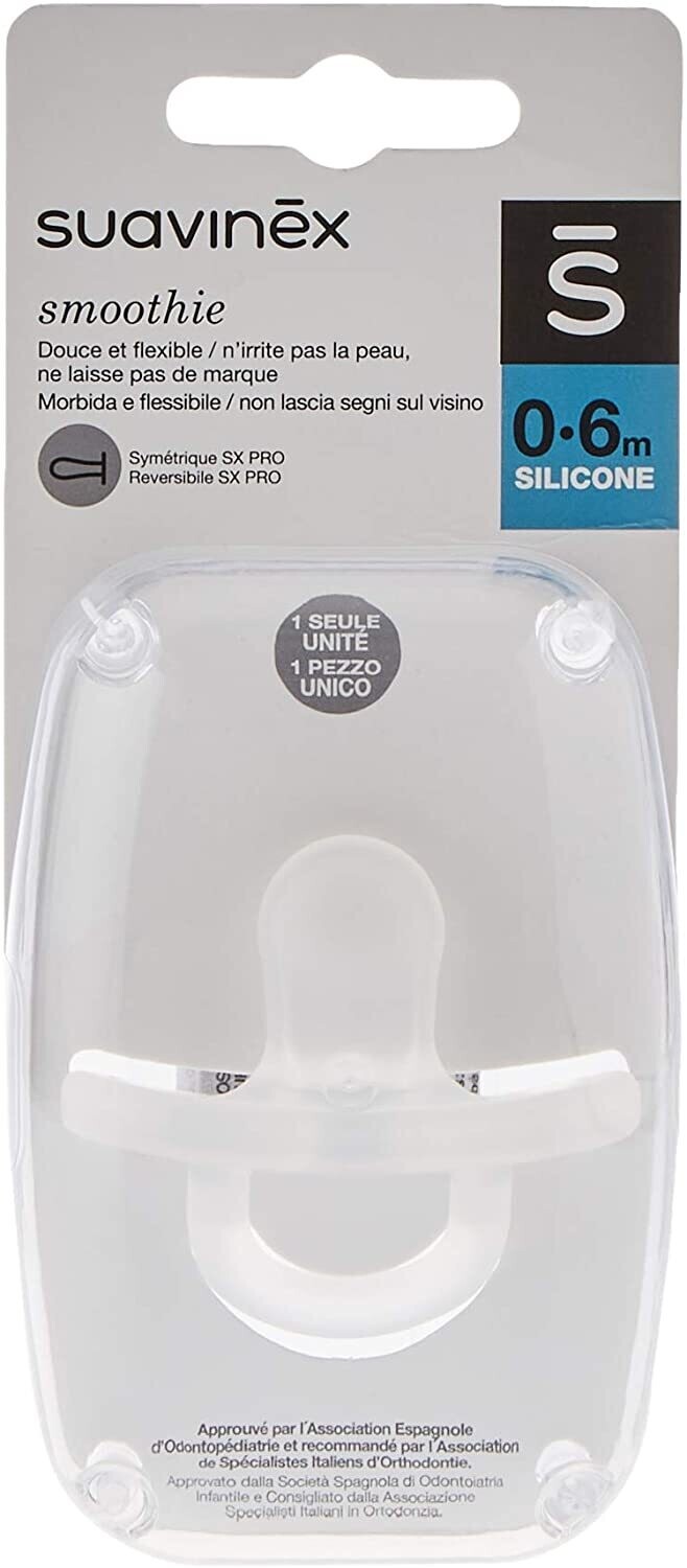 Suavinex Succhietto Smoothie con Tettarella Simmetrica SX Pro 0-6 Mesi Trasparente