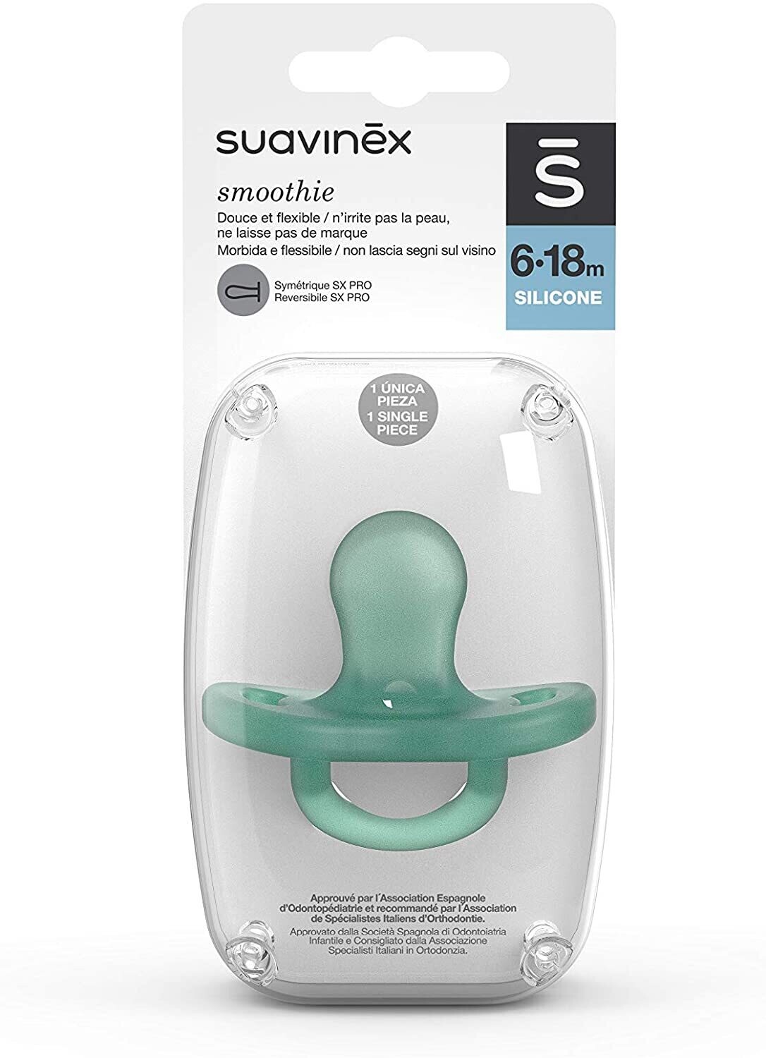 Suavinex Succhietto Smoothie con Tettarella Simmetrica SX Pro 6-18 Mesi Verde