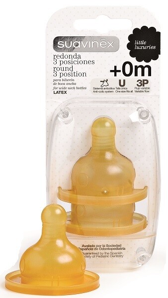 Suavinex Tettarella Rotonda Flusso 3 Posizioni Caucciu +0M 2pz