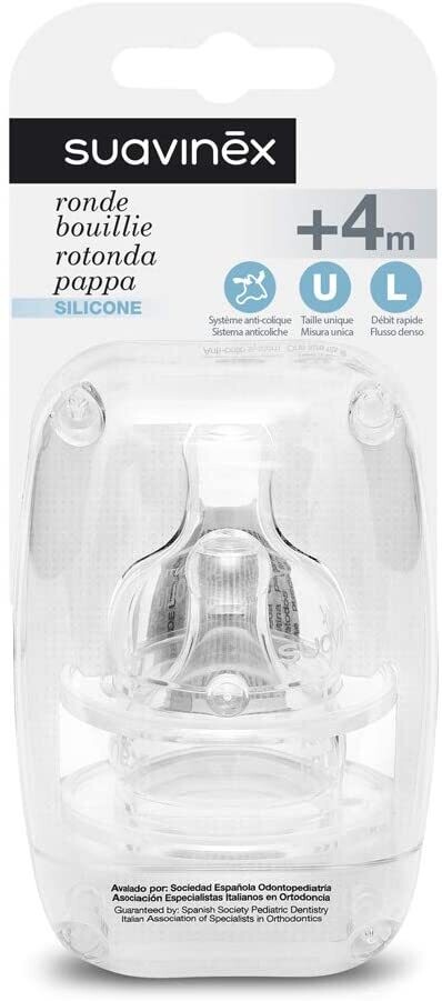 Suavinex Tettarella Rotonda Flusso Pappa Silicone +4M 2pz