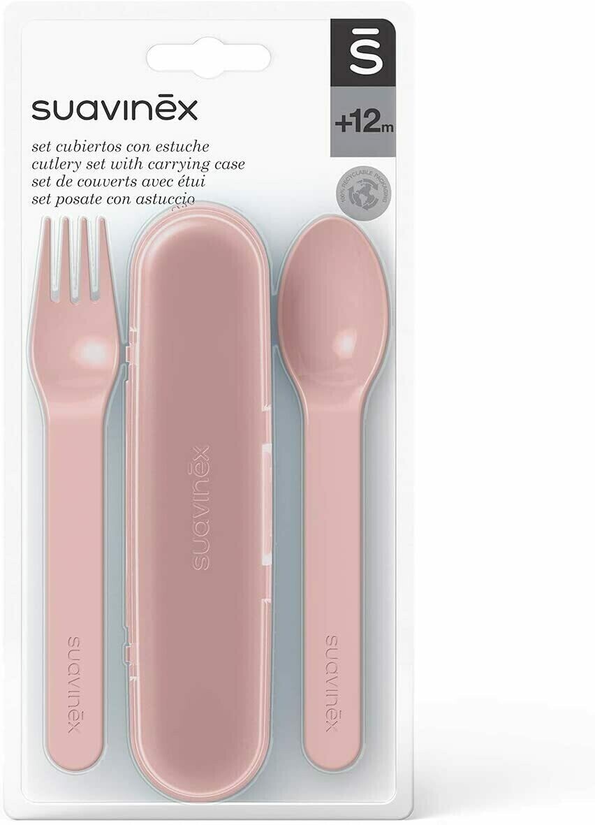 Suavinex Set Posate con Astuccio Rosa