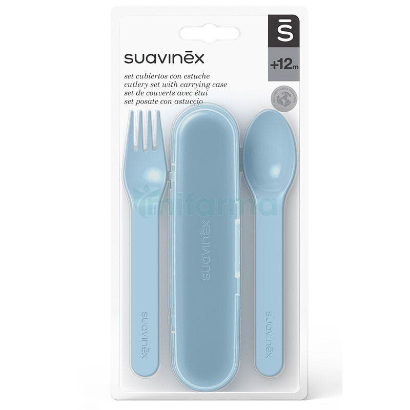 Suavinex Set Posate con Astuccio Azzurro