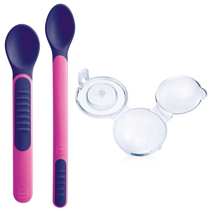 Mam Heat Sensitive Spoons Cover 2 Cucchiaini Con Coperchio Rosa