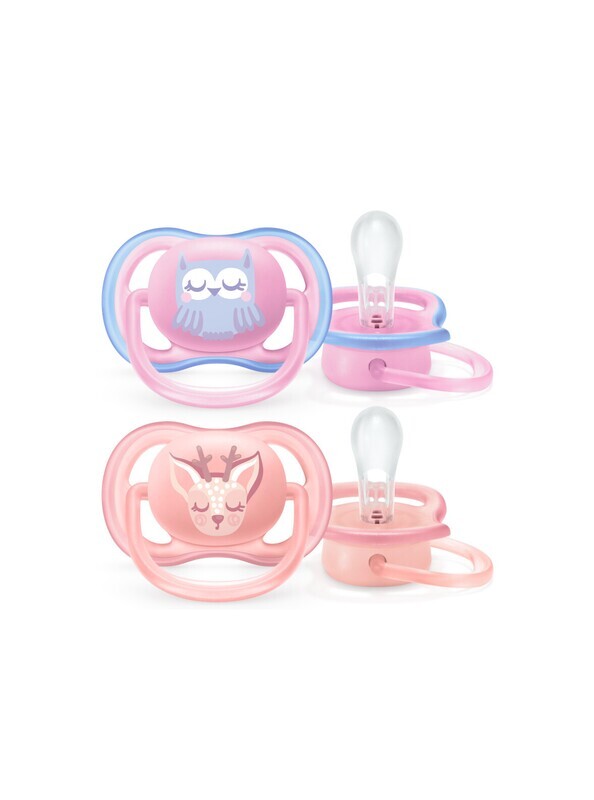 Avent Succhietti Ultra Air 0-6 Mesi Femmina Animaletti Bosco Savana 2pz