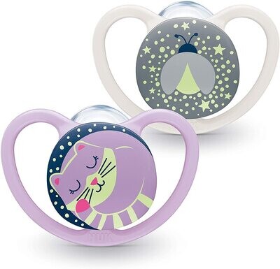 Nuk Succhietti Space Night Silicone 6-18 mesi 2pz