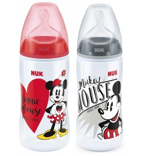 Nuk Mickey Biberon Temperature Control PP Silicone 300ml 0-6 Mesi 1pz