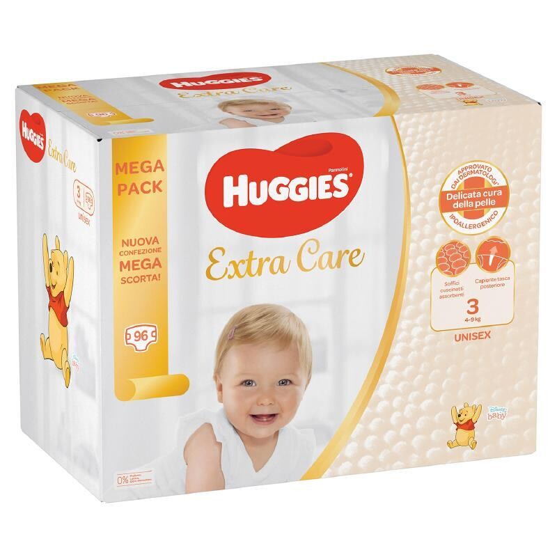 Huggies Pannolino Extra Care Megapack 3 Tg 4-9 kg da 96Pz