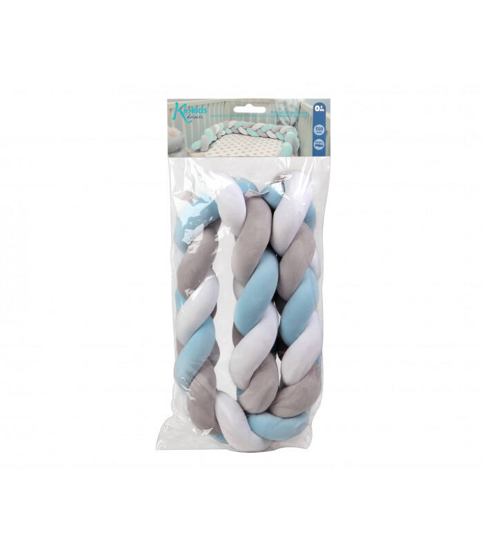 Kiokids Paracolpi per Culla Intrecciato Blu e Grigio 1,5 Metri