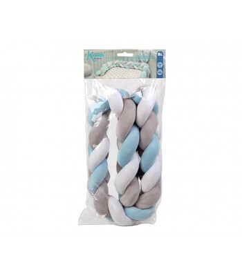 Kiokids Paracolpi per Culla Intrecciato Blu e Grigio 1,5 Metri