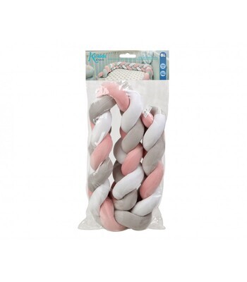 Kiokids Paracolpi per Culla Intrecciato Rosa e Grigio 1,5 Metri