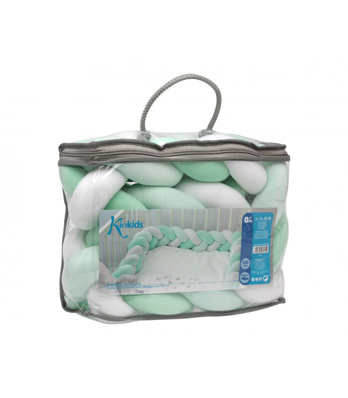 Kiokids Paracolpi per Culla Intrecciato Verde Menta 1,5 Metri