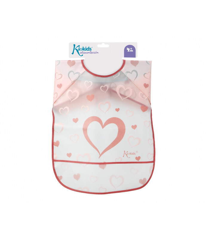 Kiokids Bavaglino Impermeabile Rosa con Maniche