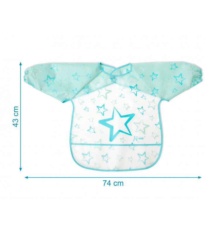Kiokids Bavaglino Impermeabile Celeste con Maniche