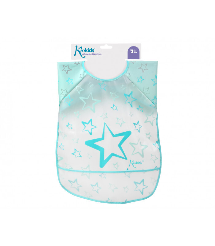 Kiokids Bavaglino Impermeabile Celeste con Maniche