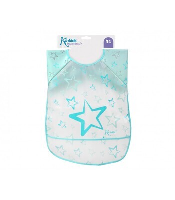 Kiokids Bavaglino Impermeabile Celeste con Maniche
