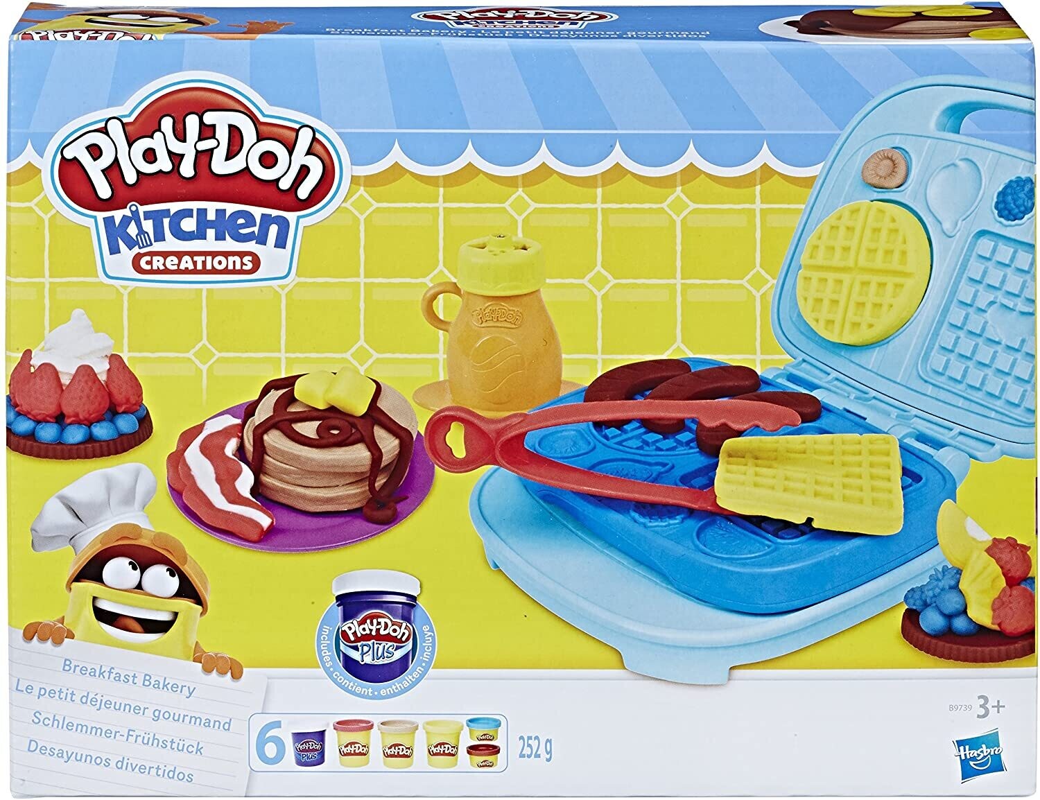 Play Doh Set Colazione Playset con 6 Vasetti di Pasta da Modellare e 10 Accessori