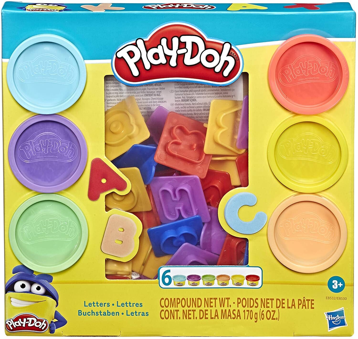 Play Doh Lettere con 6 Vasetti da Modellare Colorati