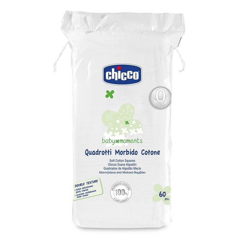 Chicco Quadrotti Morbido Cotone da 60pz