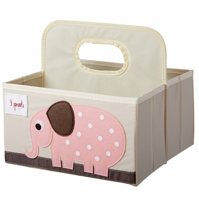 3 Sprouts Cestino Portapannolini Salvaspazio Elefante Rosa 26x26x13cm