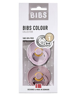 Bibs Colour Set Succhietti Lilla e Rosa Antico 0-6 Mesi Tettarella Rotonda in Gomma 2pz