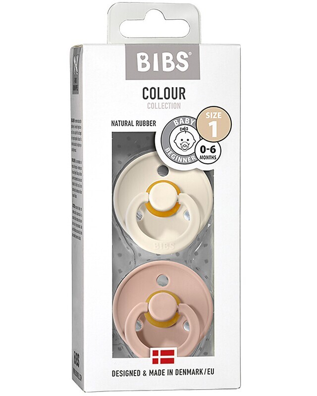 Bibs Colour Set Succhietti Avorio e Rosa Blush 0-6 Mesi Tettarella Rotonda in Gomma 2pz