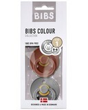 Bibs Colour Set Succhietti Marrone e Grigio 0-6 Mesi Tettarella Rotonda in Gomma 2pz