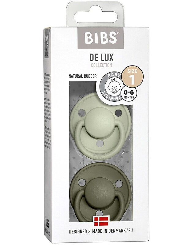 Bibs De Lux Set Succhietti 0-6 Mesi Salvia e Verde Gomma Naturale
