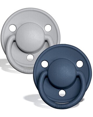 Bibs De Lux Set Succhietti 6+ Mesi Grigio e Blu Gomma Naturale