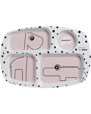 Done By Deer Piatto a Scomparti Peekaboo Pois Rosa Cipria