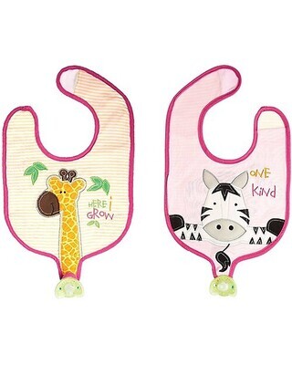 FlapJackKids
Bavaglino Reggiciuccio Reversibile, Zebra/Giraffa - 100% Cotone Giallo Rosa