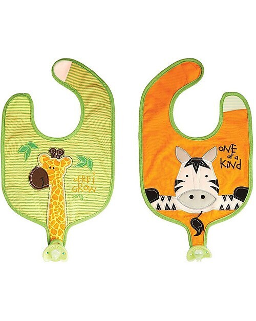 FlapJackKids
Bavaglino Reggiciuccio Reversibile Giraffa e Zebra 100% Cotone Arancio e Verde