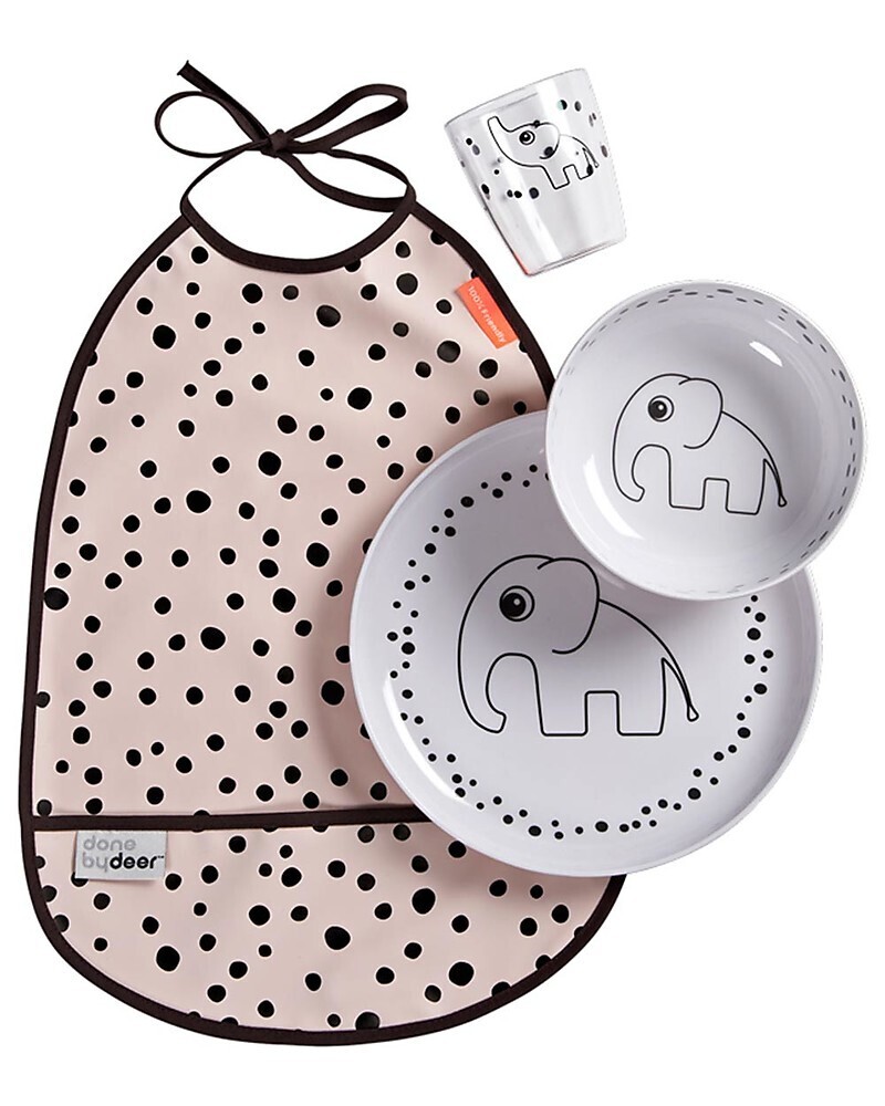 Done By Deer Set Pappa Baby Happy Dots Rosa 3 pz + bavaglino impermeabile