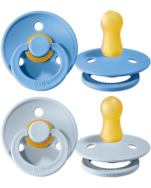 Bibs Colour Set Succhietti Celeste e Nuvola 0+ Mesi Tettarella Rotonda in Gomma 2pz