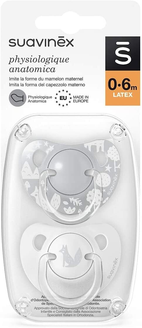 Suavinex Succhietti con Tettina Anatomica in Lattice 0-6 Mesi