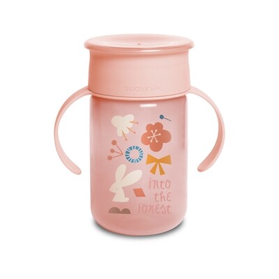 Suavinex Bicchiere con Manico e Disco Antigoccia Rosa 340ml