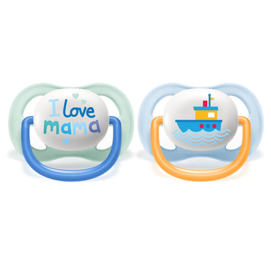 Avent Succhietti Ultra Air 0-6 Mesi Maschio Happy 2pz
