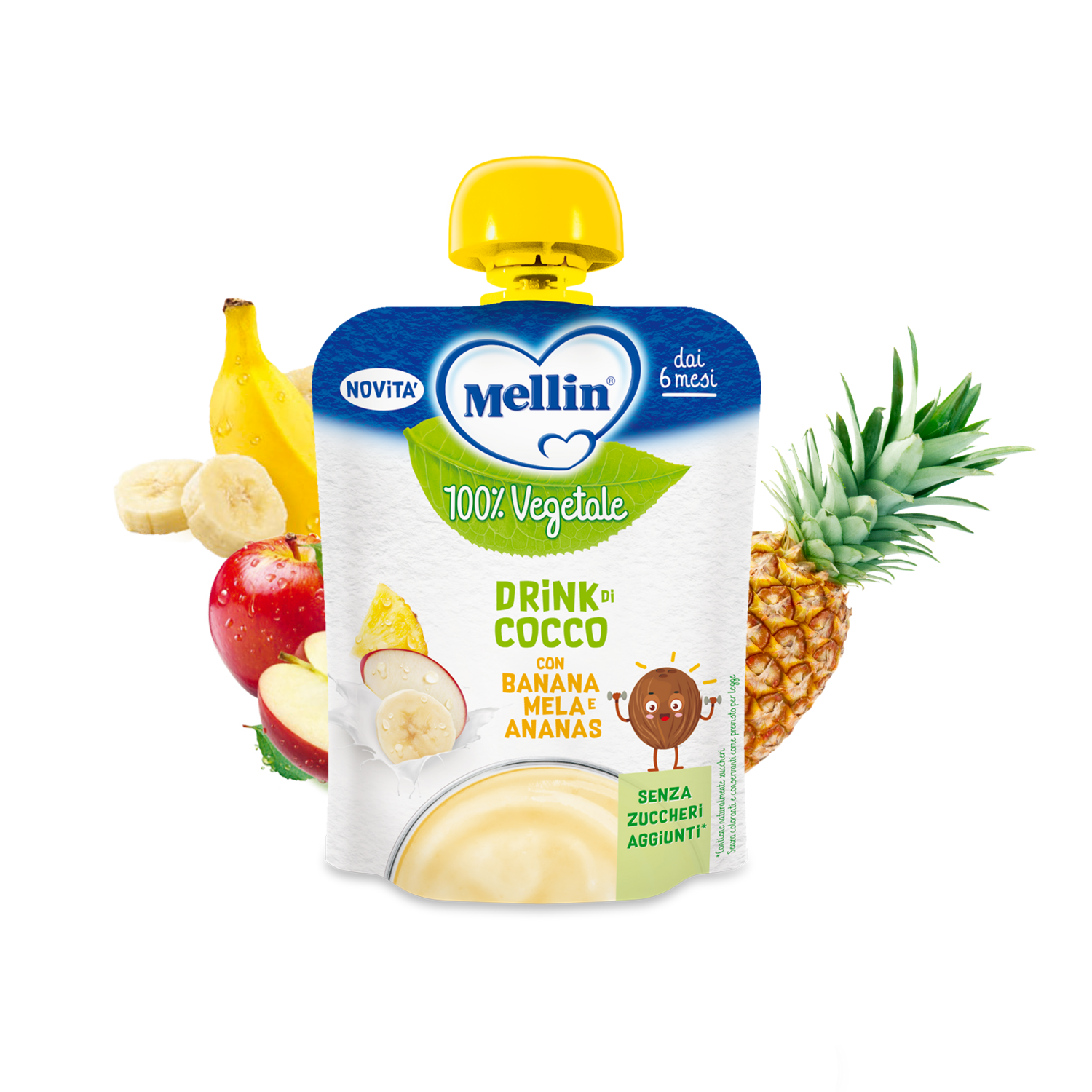 Mellin Pouches Drink di Cocco con Banana Mela e Ananas