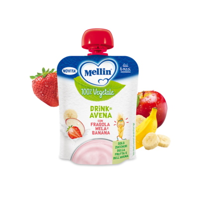 Mellin Pouches Drink di Avena con Fragola Mela e Banana