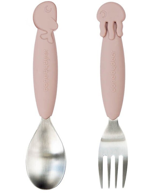 Done By Deer
Set Posate Anti Scivolo Yummyplus Rosa Cipria Acciaio inossidabile