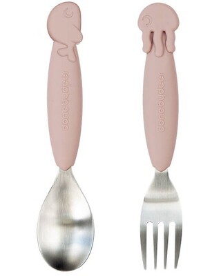 Done By Deer
Set Posate Anti Scivolo Yummyplus Rosa Cipria Acciaio inossidabile