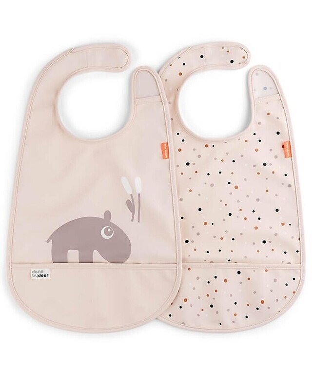Done By Deer Set Due Bavaglini Impermeabili con Tasca Deer Friends Ozzo Cipria certificato Oeko-Tex