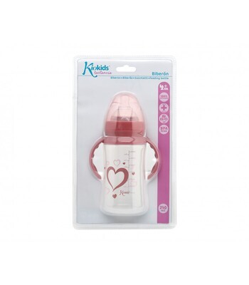 Kiokids Biberon Anticolica con Tettarella Flusso Regolabile Rosa 240 ml