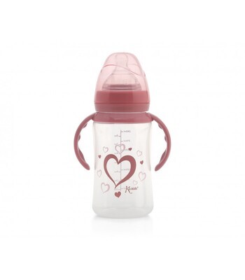 Kiokids Biberon Anticolica con Tettarella Flusso Regolabile Rosa 240 ml