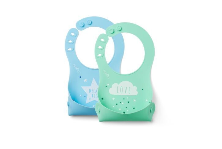 Nuvita Squashy Set 2 Bavaglini in Silicone Rosa e Verde