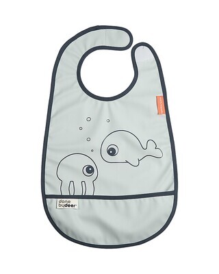 Done By Deer Bavaglino Impermeabile con Tasca Sea Friends Blu Chiusura con Velcro